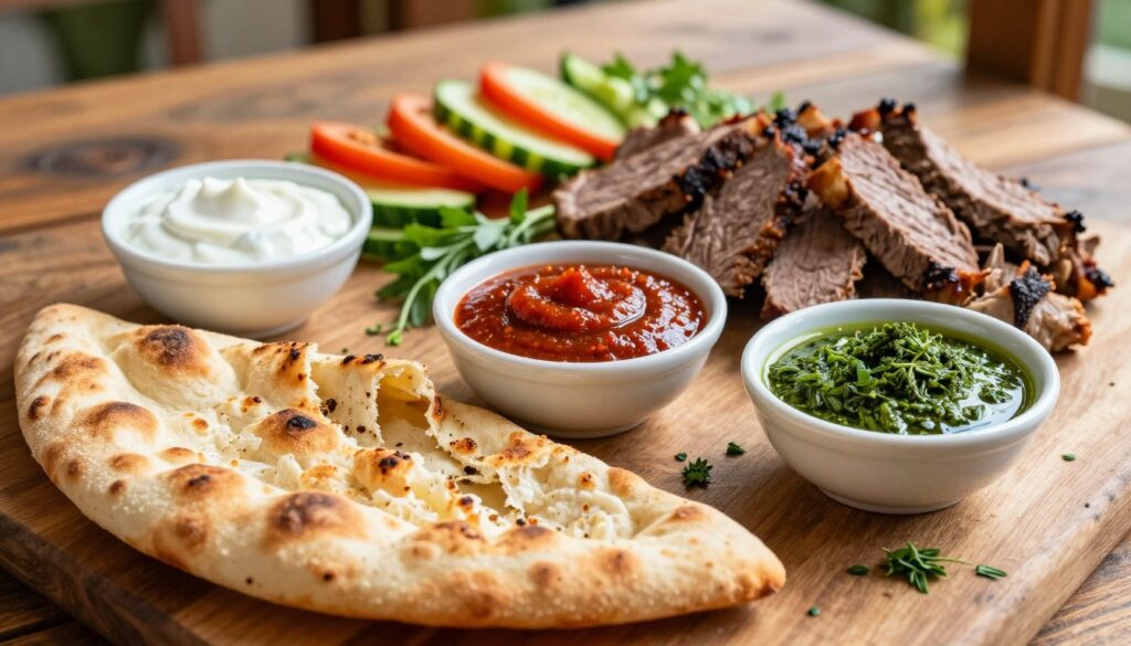 Rolle von Soßen und Fladenbrot Kalorien